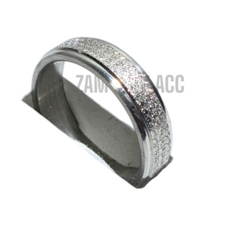 Cincin Titanium Silver Pasir Garis Satu